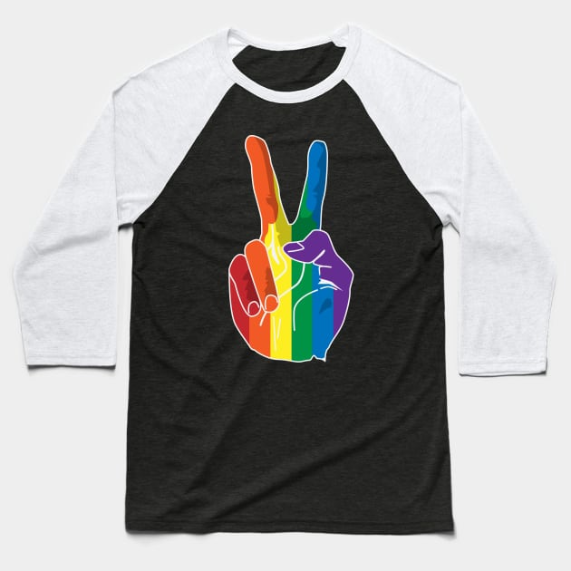 Sign of Peace (Rainbow Hand) Baseball T-Shirt by Eldritch Tree